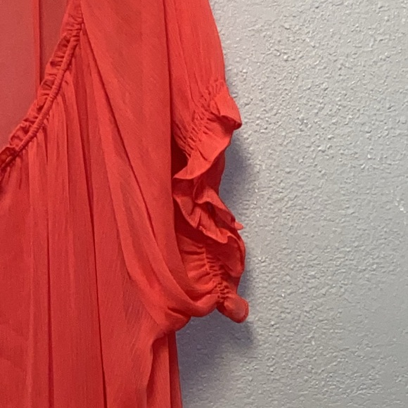 torrid Plus Size 4X Coral Sheer Boho Scoop Neck Casual Blouse 3282 - Picture 5 of 9